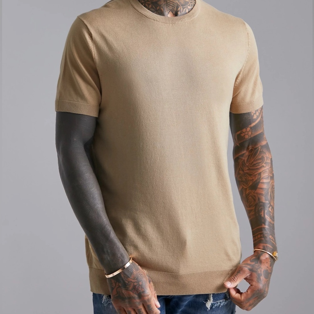 Boohoo Mens Tan Short Sleeve Tee